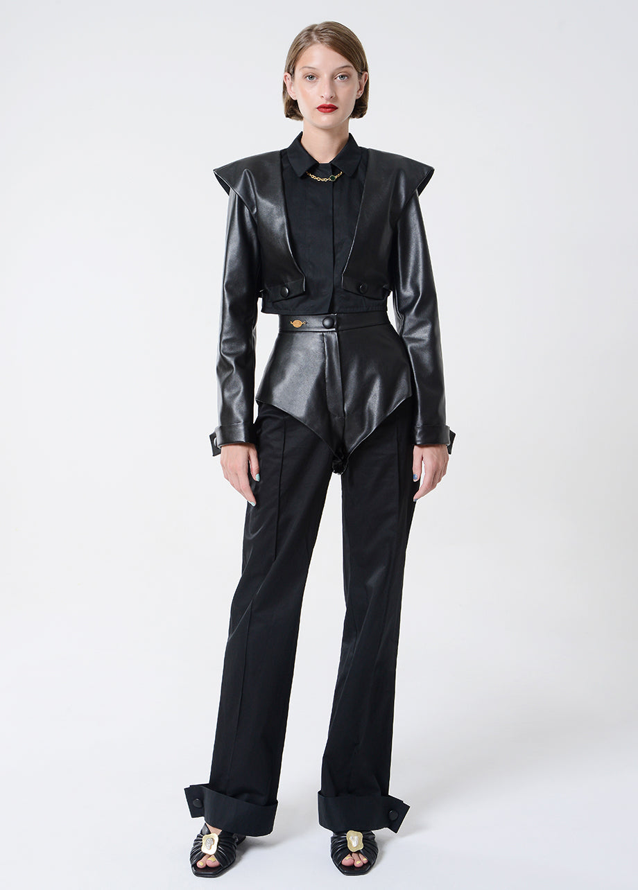 JOANA LEATHER CUFF PANTS