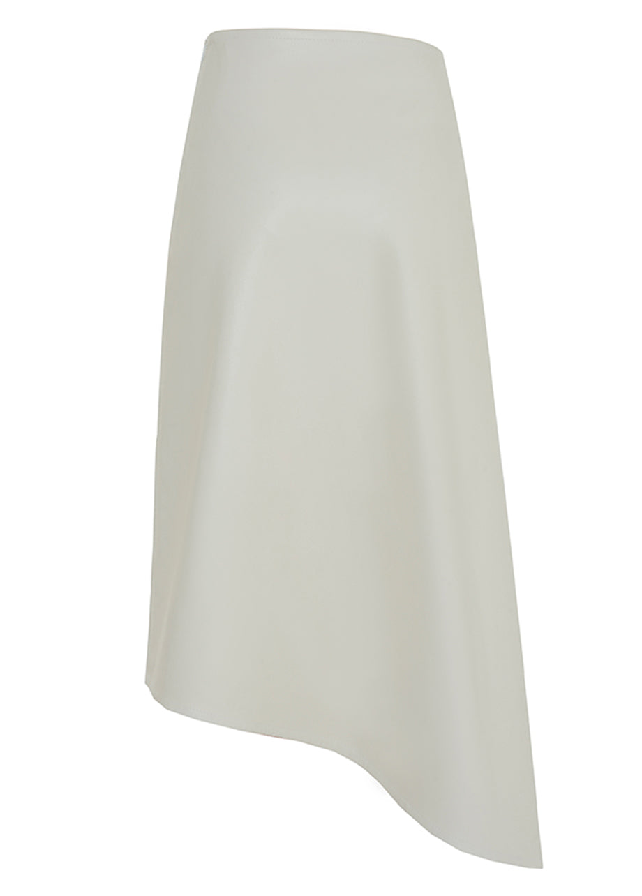 FAUX LEATHER ASYMMETRIC SKIRT