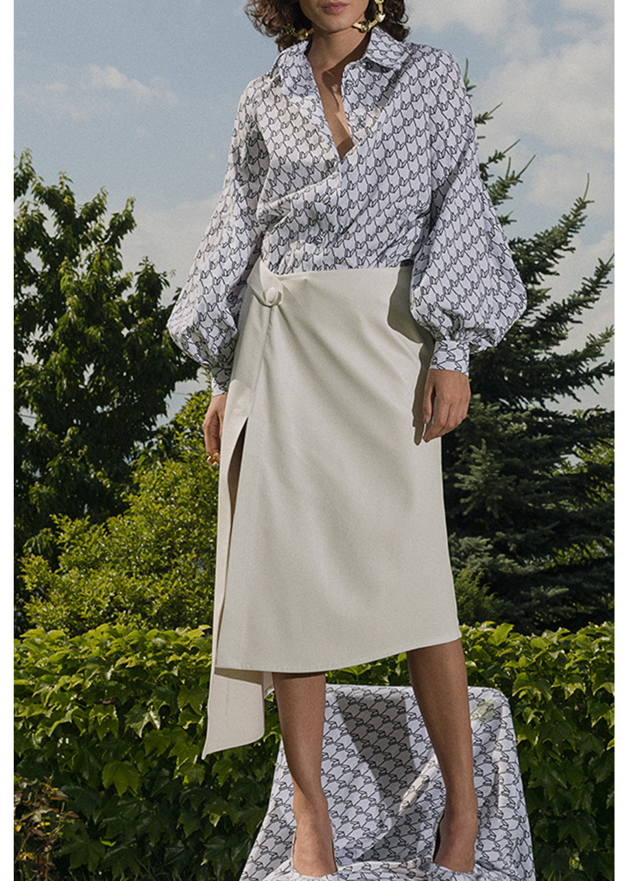 FAUX LEATHER ASYMMETRIC SKIRT