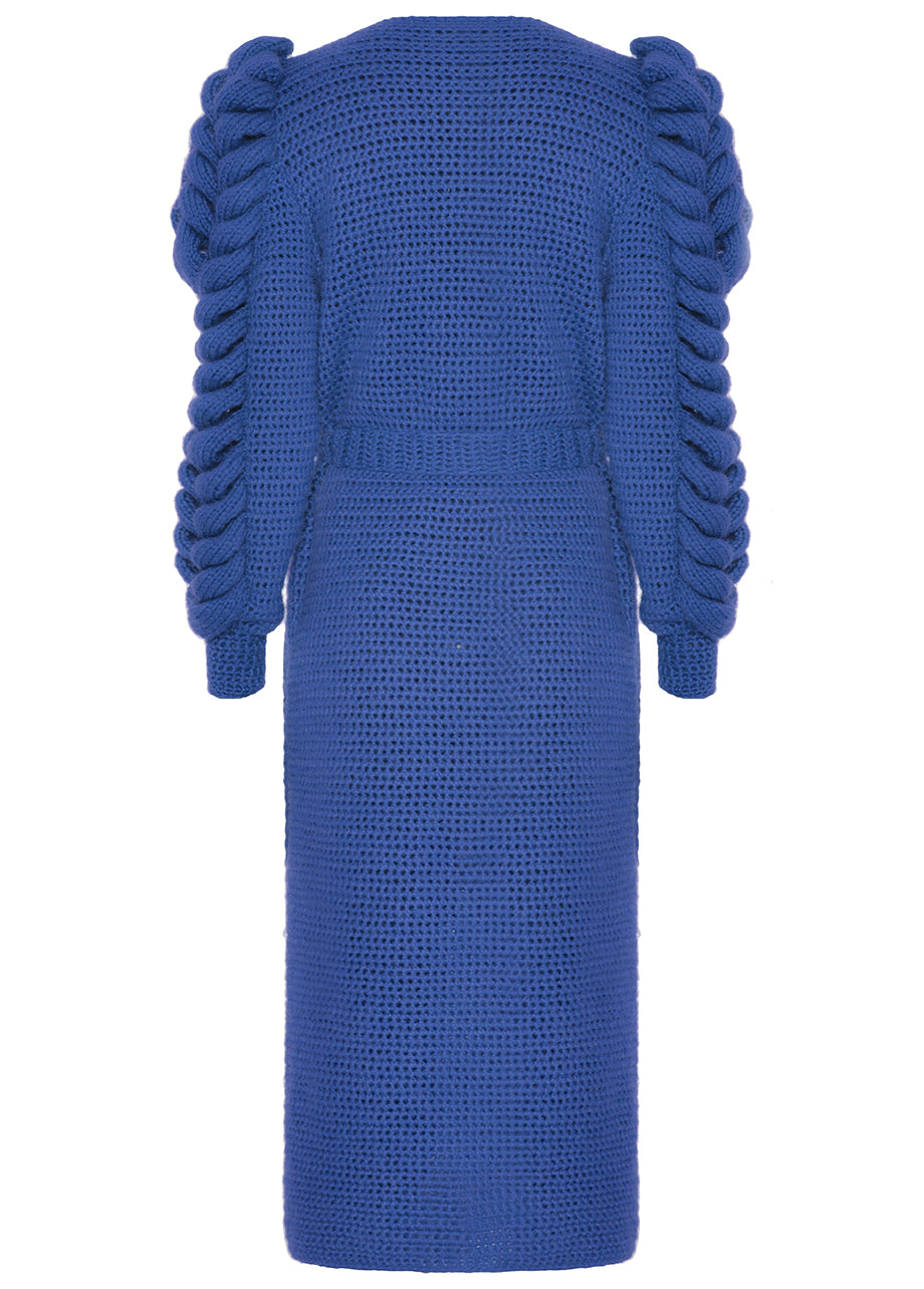 TRIPLE SLEEVES BLUE KNITTED COAT
