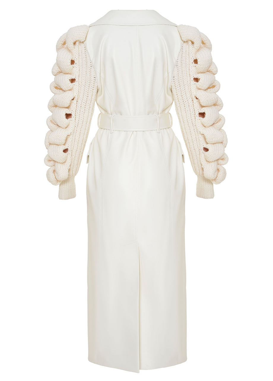 TRENCH COAT WITH KNITTED SLEEVES