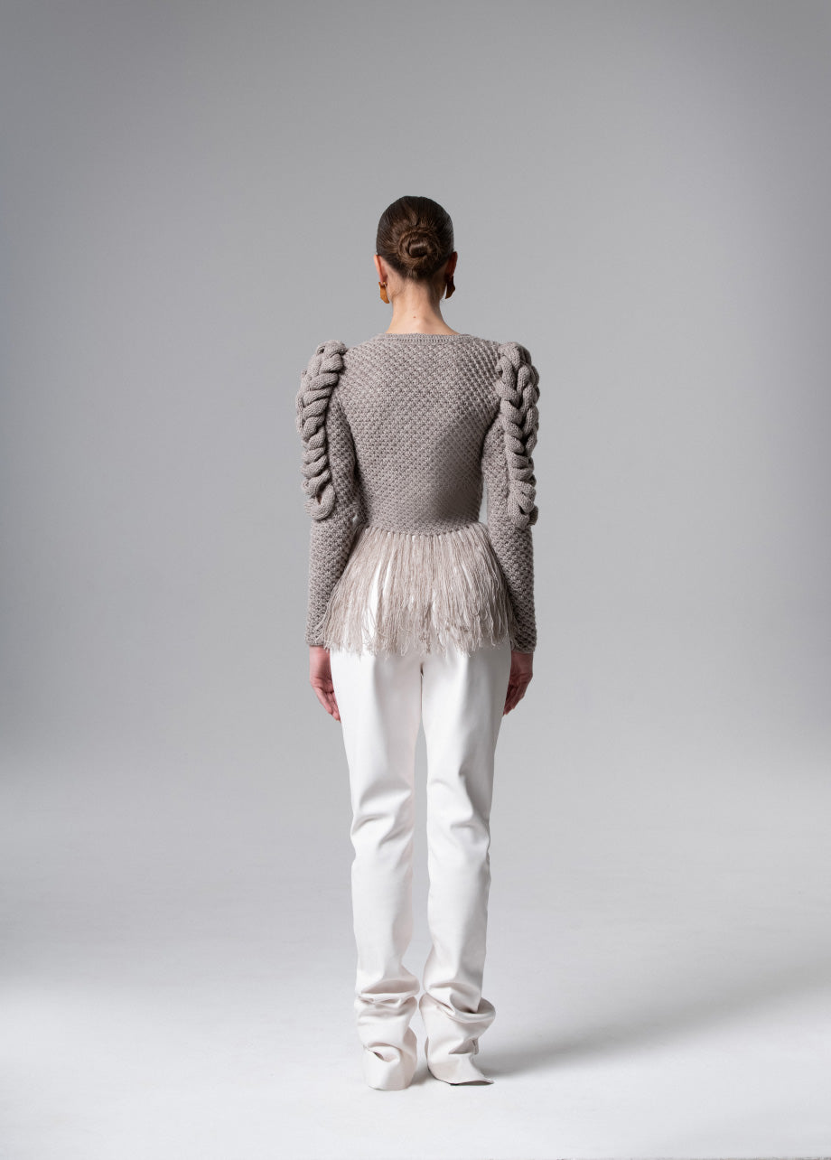 CREAM CARDIGAN WITH FRINGES