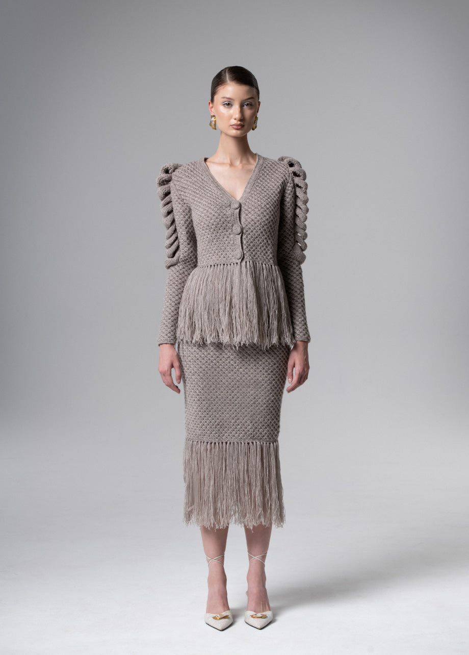 CREAM CARDIGAN WITH FRINGES