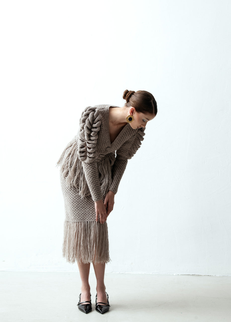 CREAM CARDIGAN WITH FRINGES