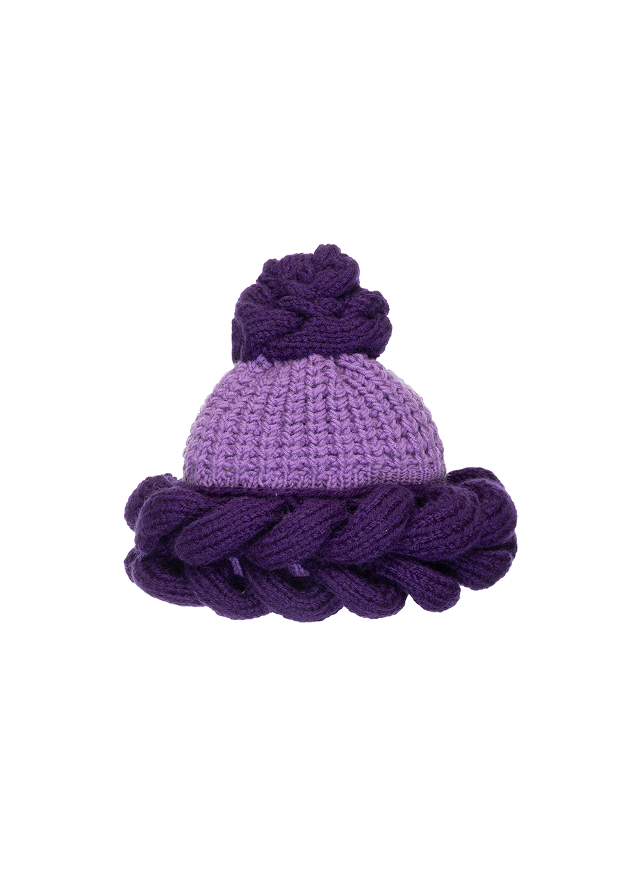 BRAIDED PURPLE BEANIE