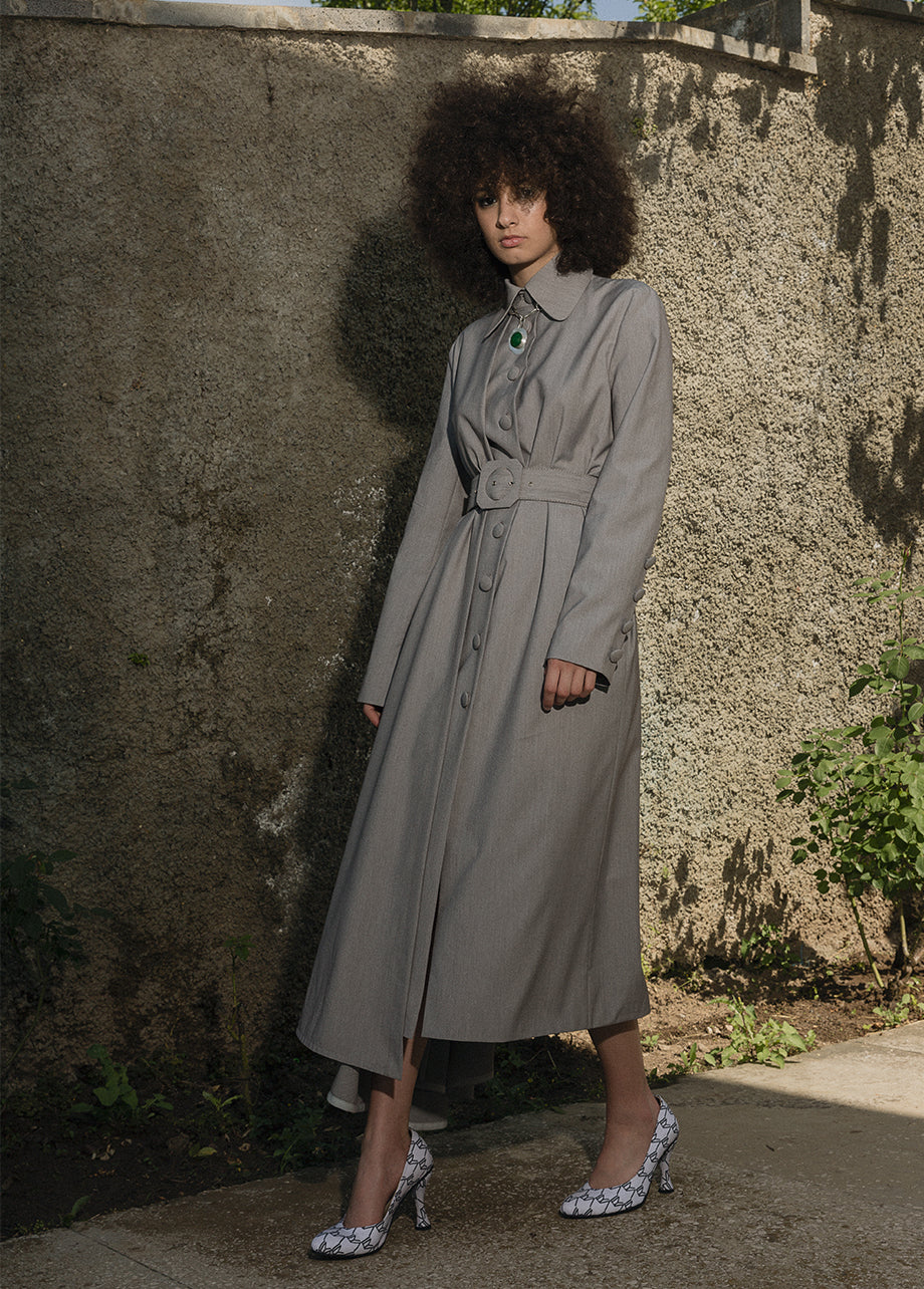 GRAY TRENCH WITH BELT