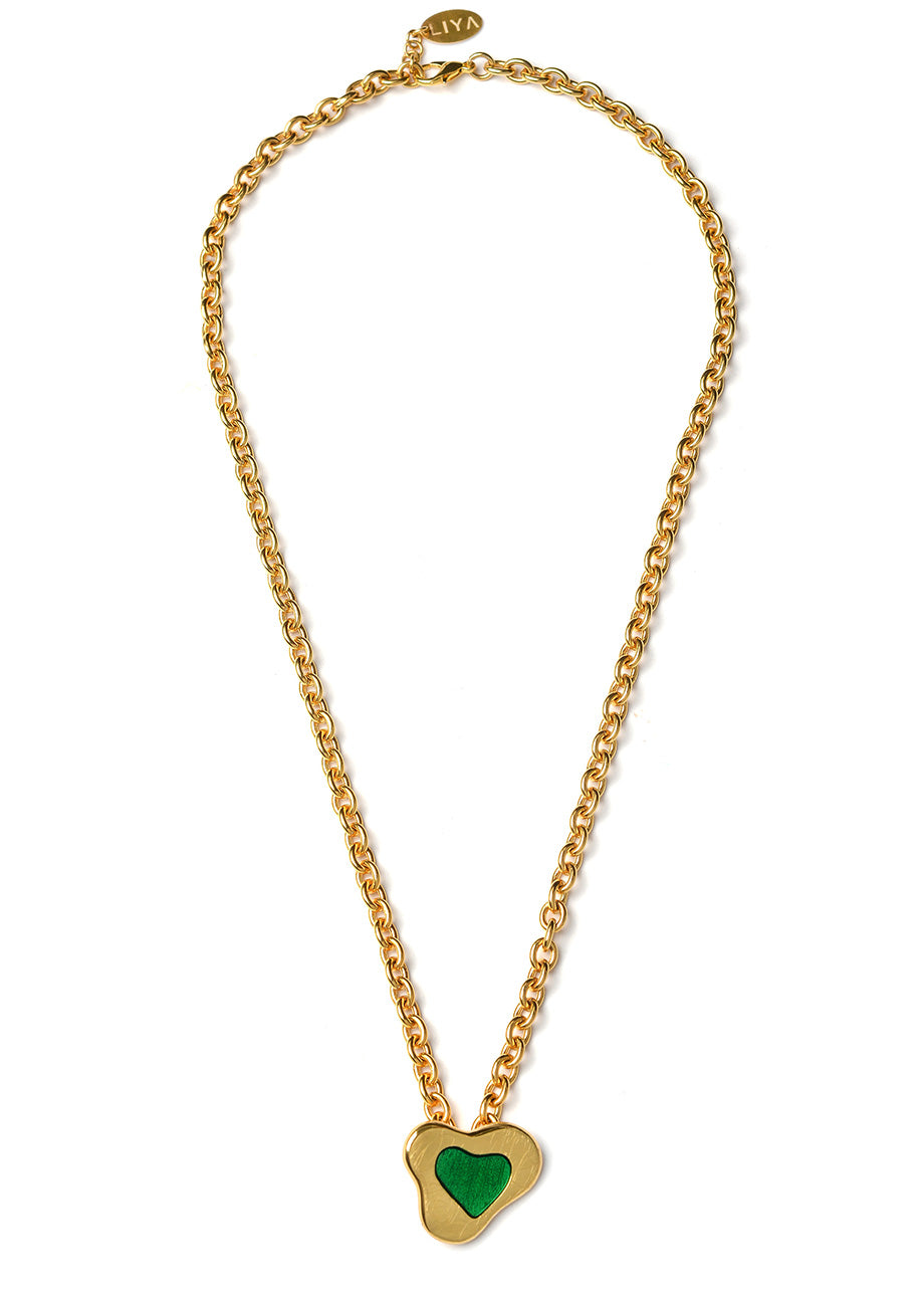 CHAIN WITH LOVE GREEN PENDANT