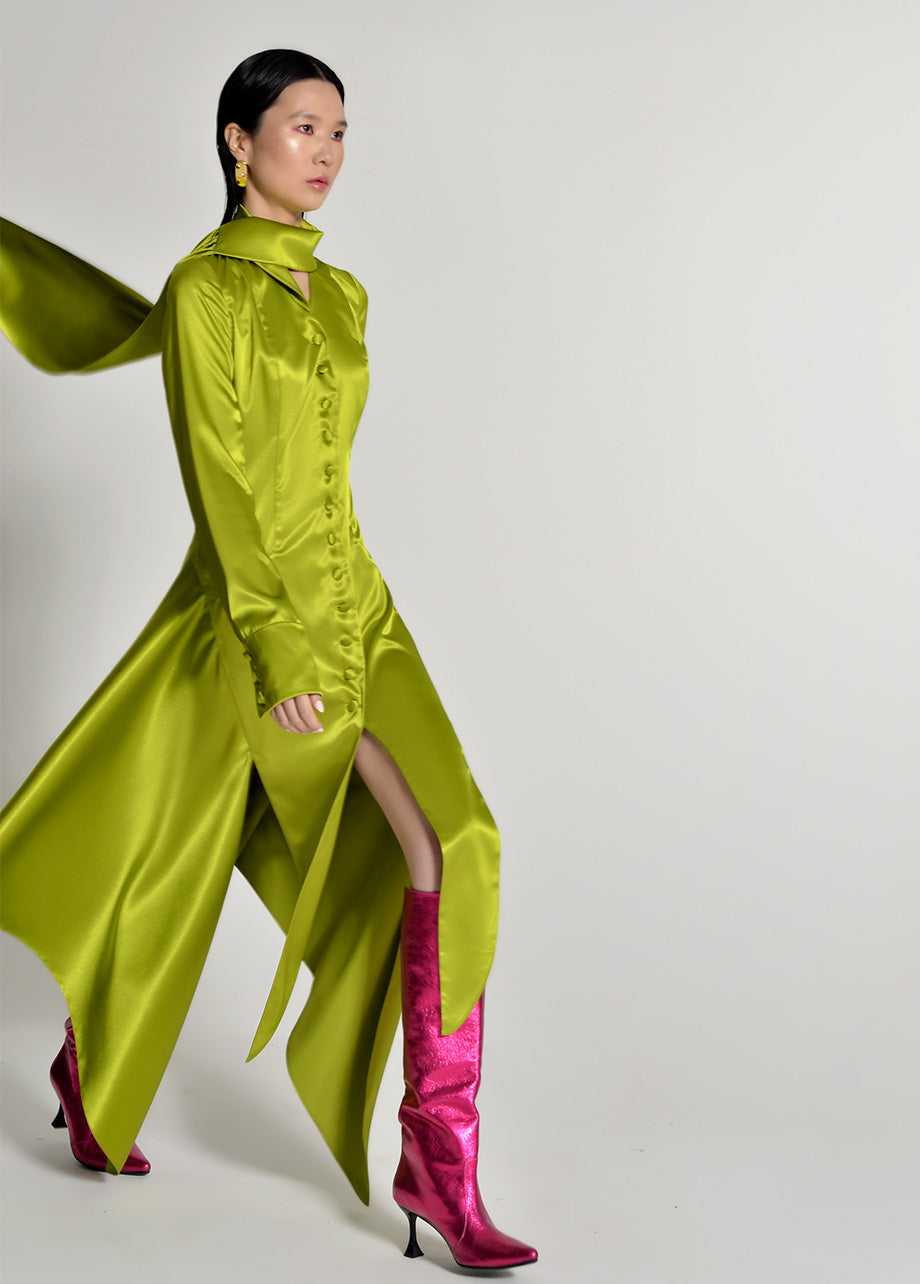 DRESS WITH ATTACHED SCARF