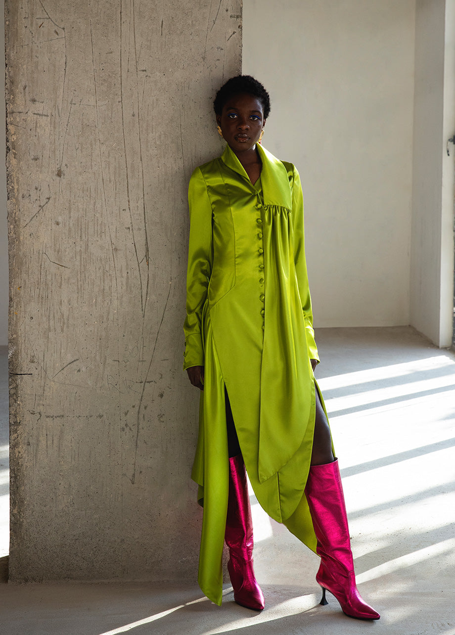 DRESS WITH ATTACHED SCARF