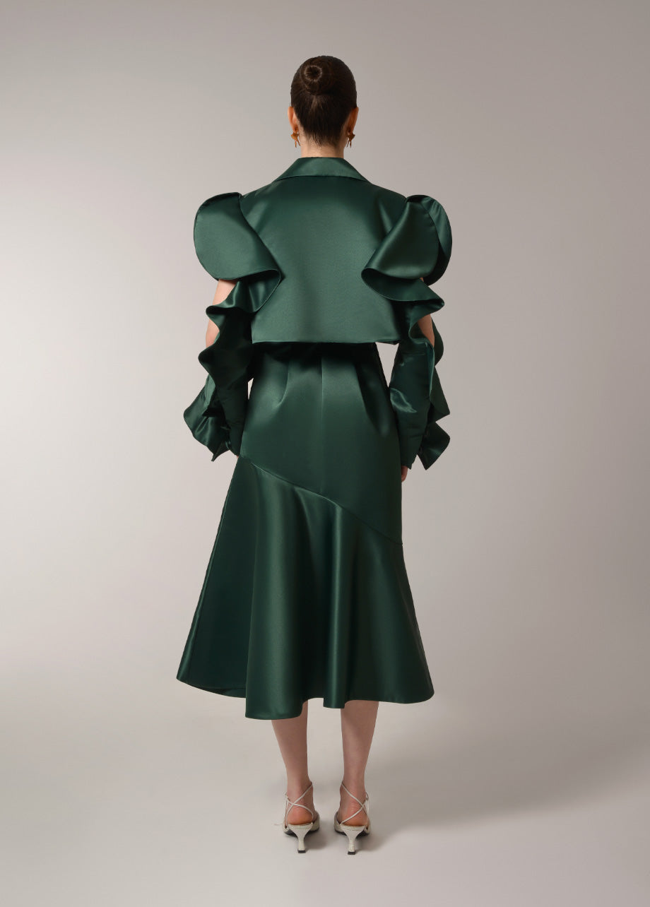 GREEN TRENCH-DRESS