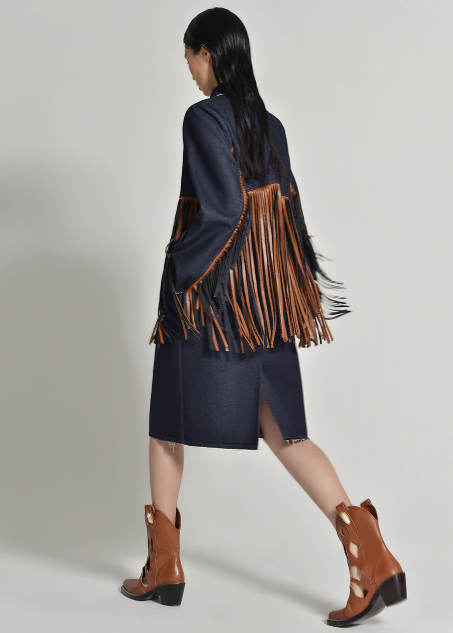 TRENCH-DRESS WITH FRINGES