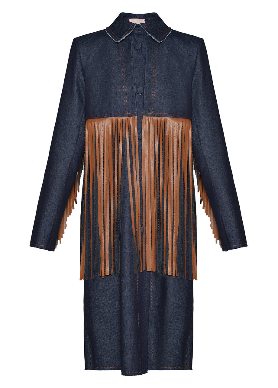 TRENCH-DRESS WITH FRINGES