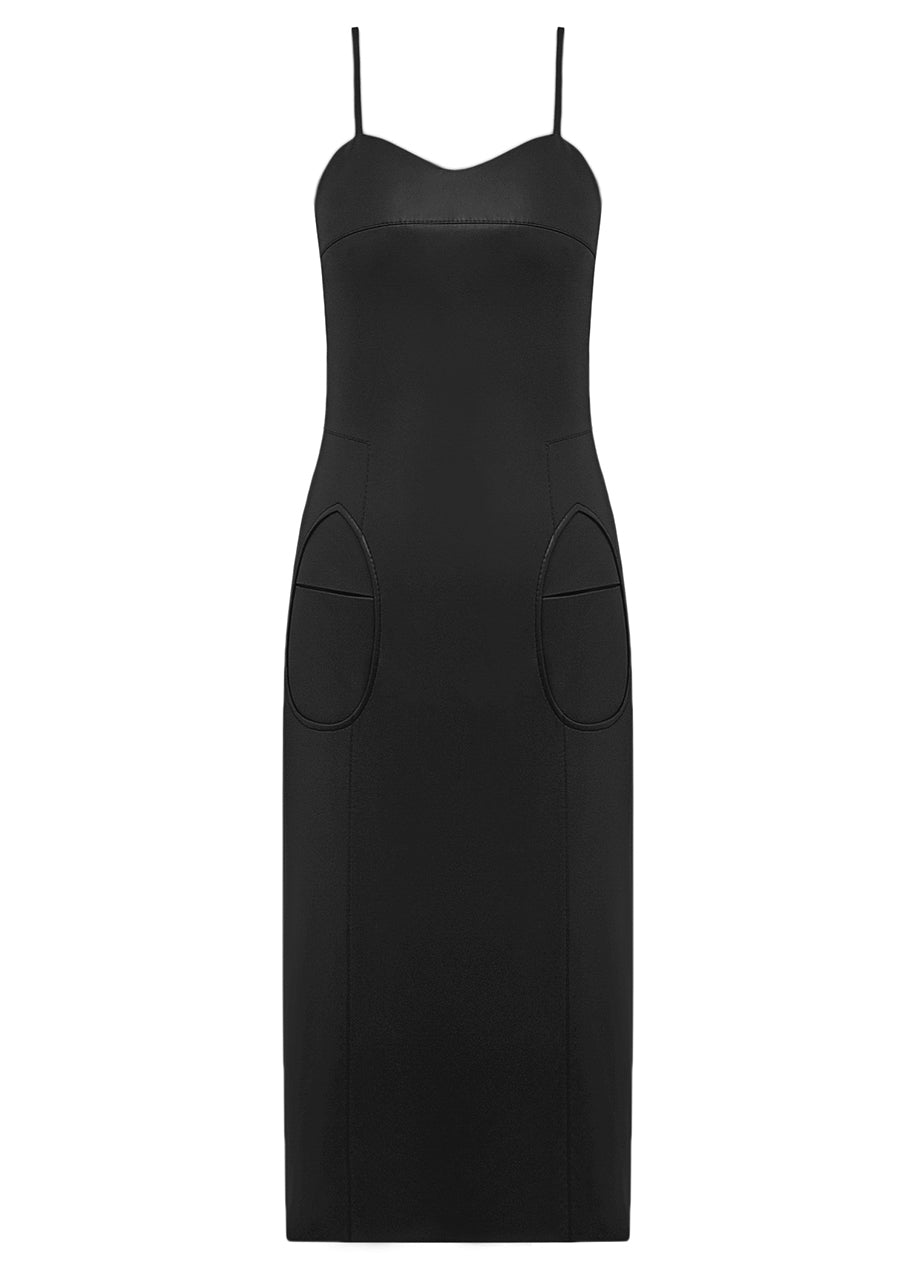 POWER LEATHER SILHOUETTE DRESS