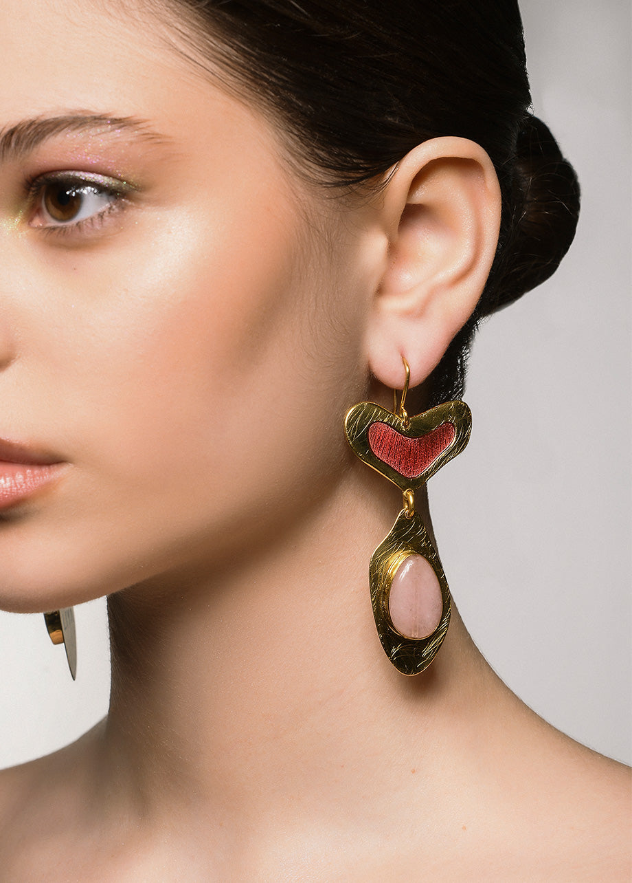 PINK HEART DROP EARRINGS