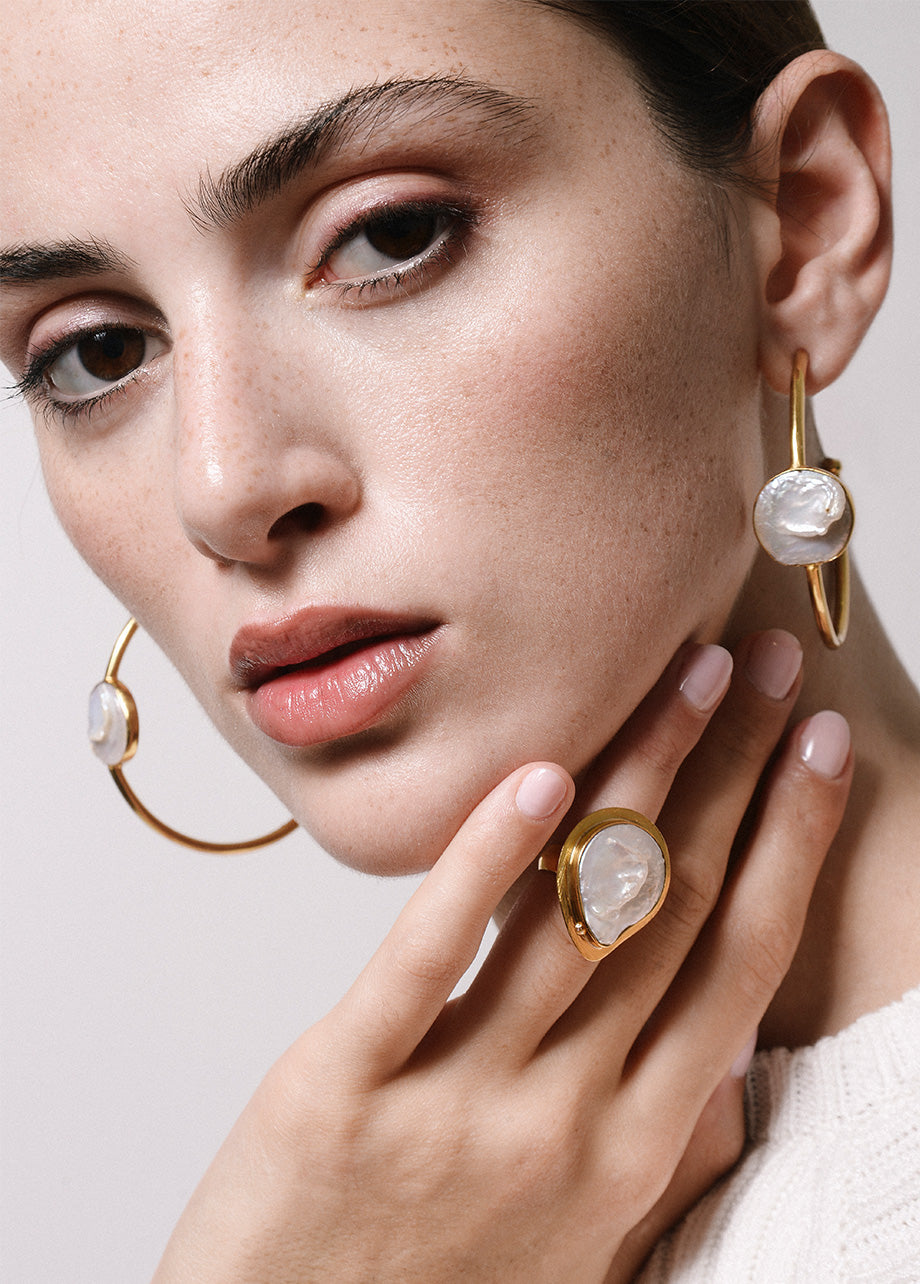 COTTON BUD HOOP EARRINGS