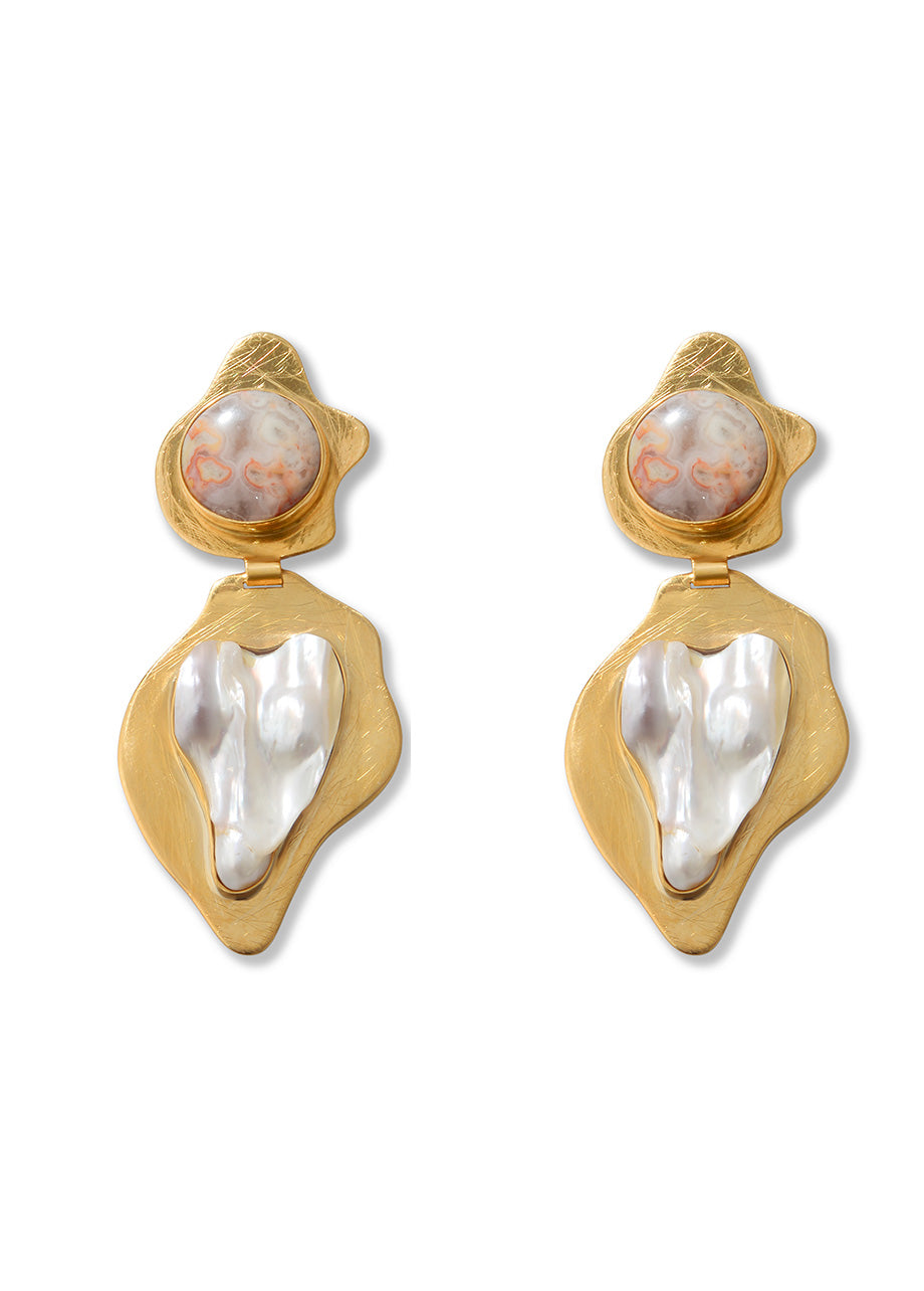 TIGER PEARL DROP EARRINGS