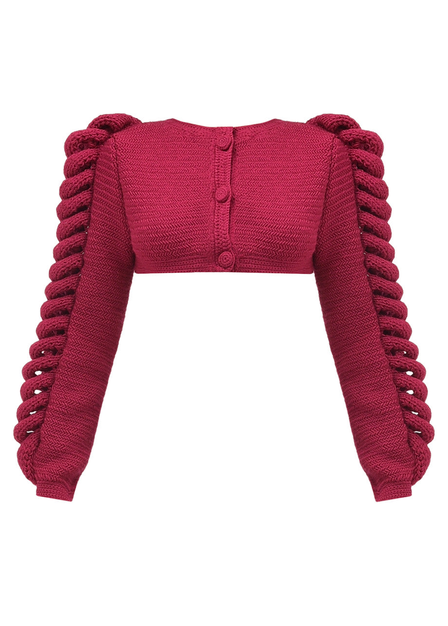 CROPPED KNITTED BERRY JACKET