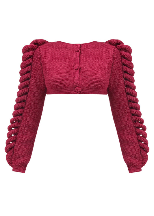 CROPPED KNITTED BERRY JACKET