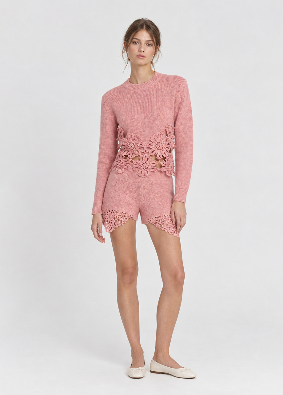 PETAL PINK KNIT SHORTS