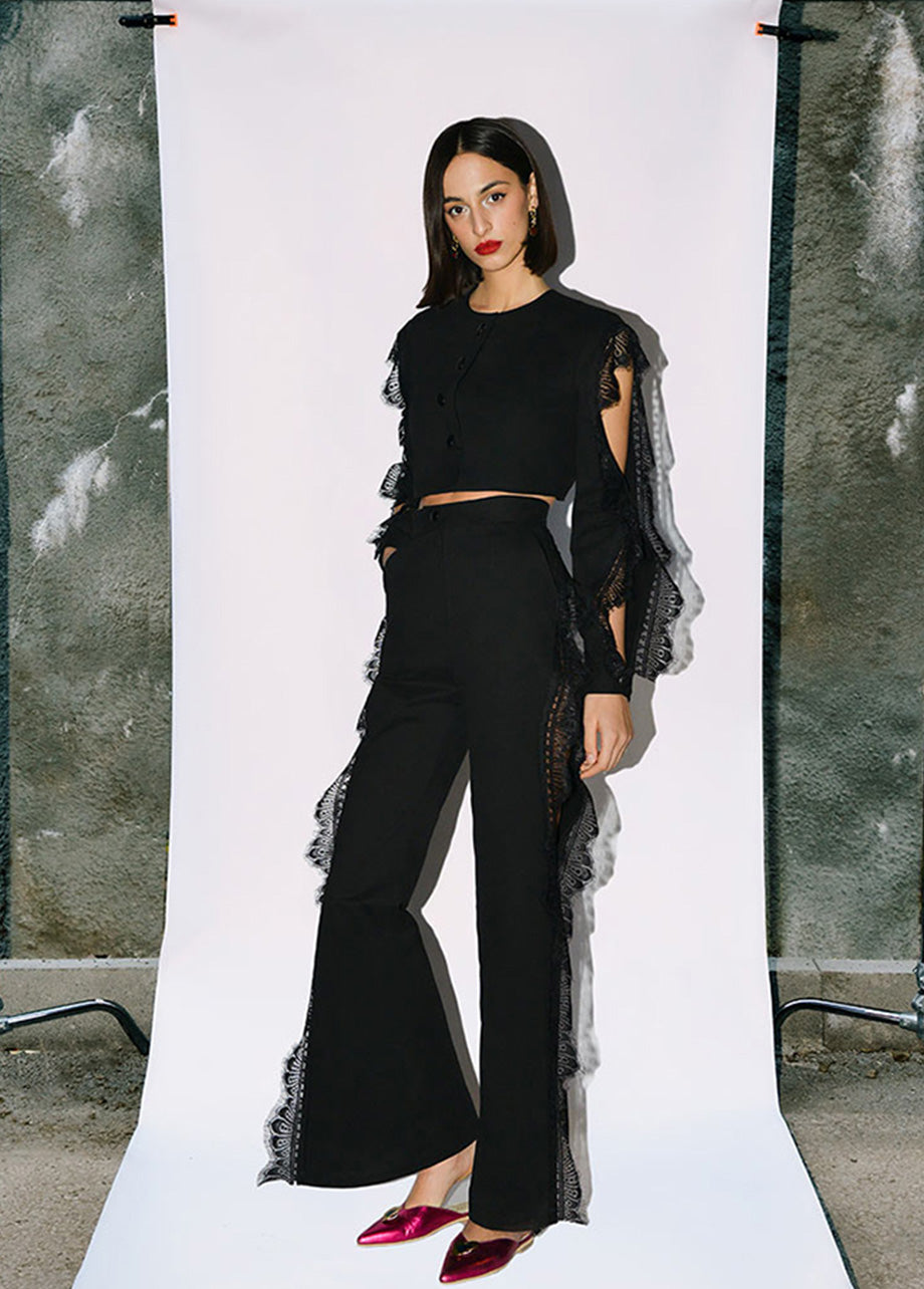 ONYX JACKET WITH RUFFLES