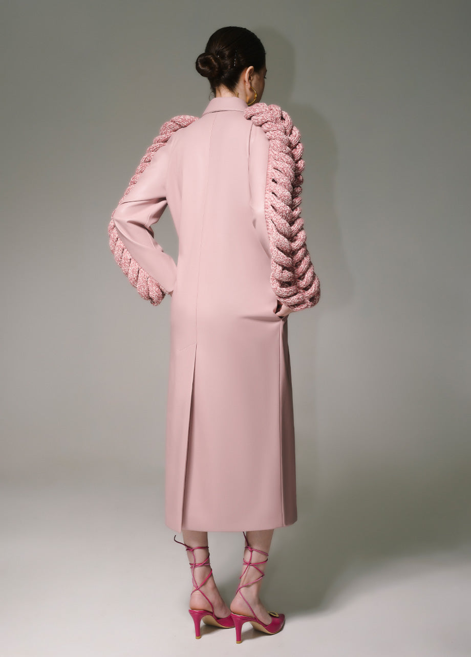 PINK KNITTED SLEEVES TRENCH