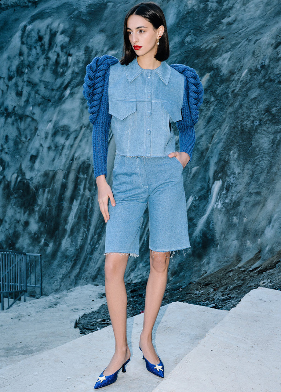 AQUA DENIM SHORTS