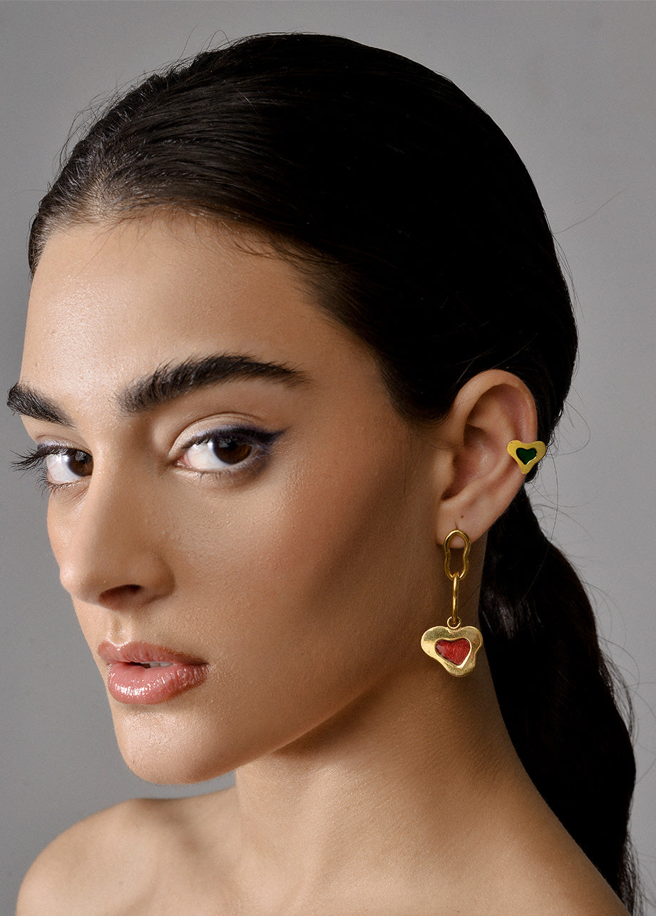 GREEN HEART EARRINGS