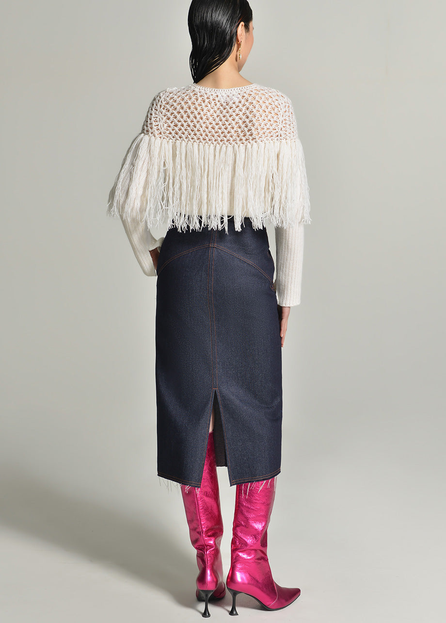 KNITTED SWEATER WITH FRINGES