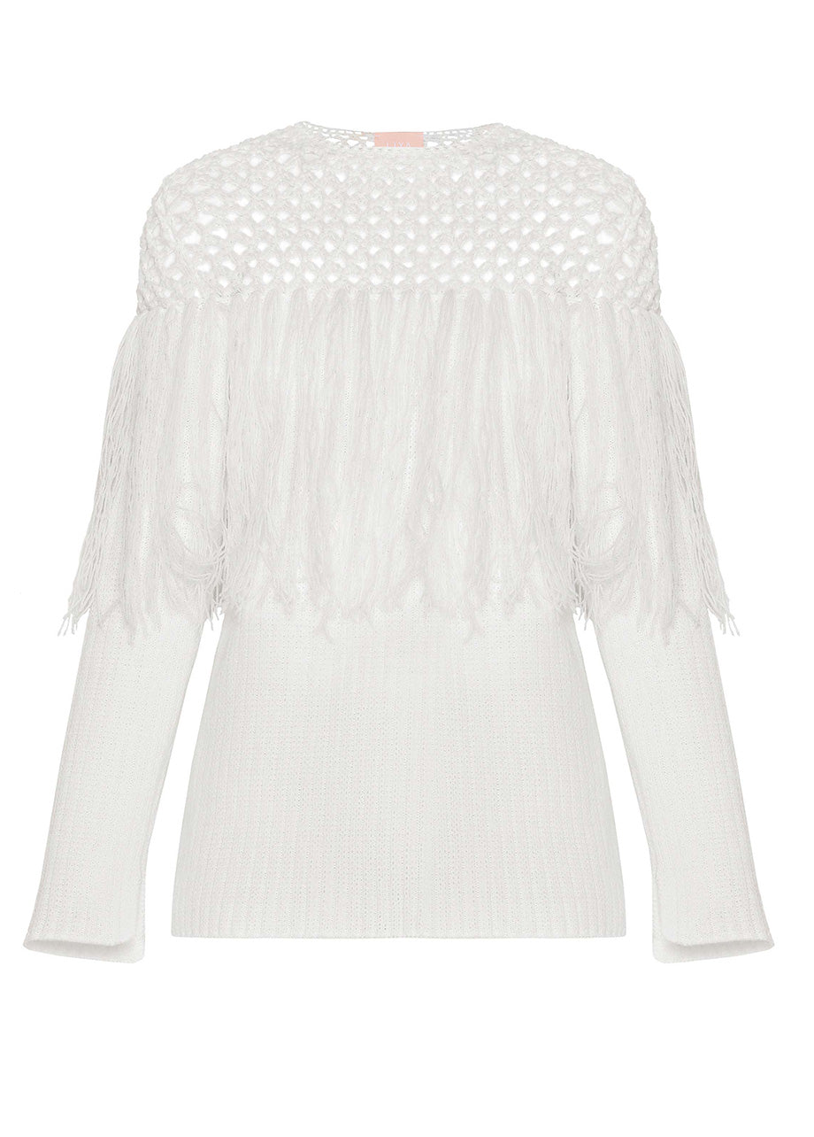 KNITTED SWEATER WITH FRINGES