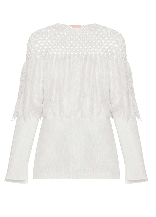 KNITTED SWEATER WITH FRINGES