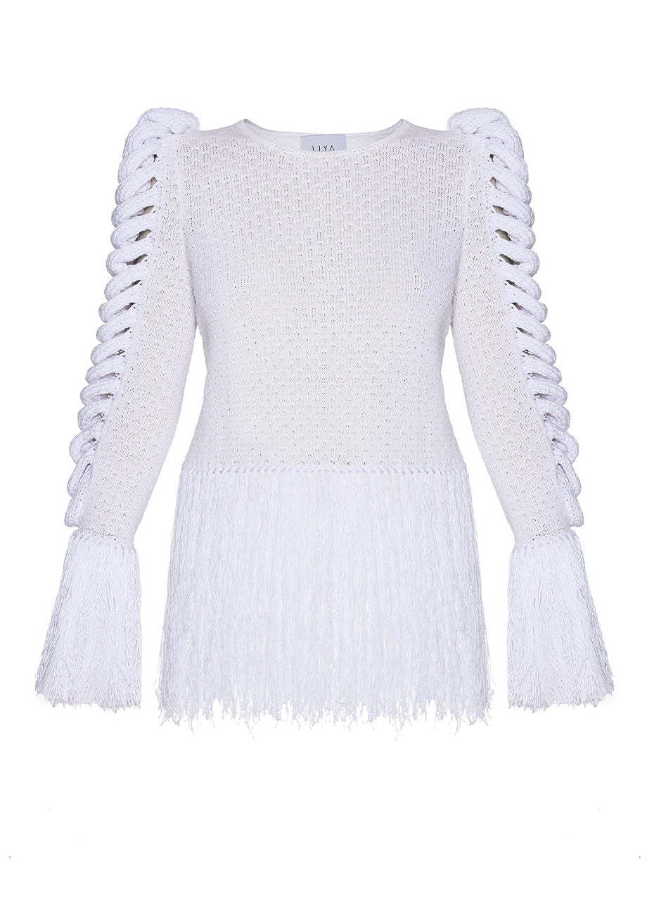BOAT NECK FRINGE TOP
