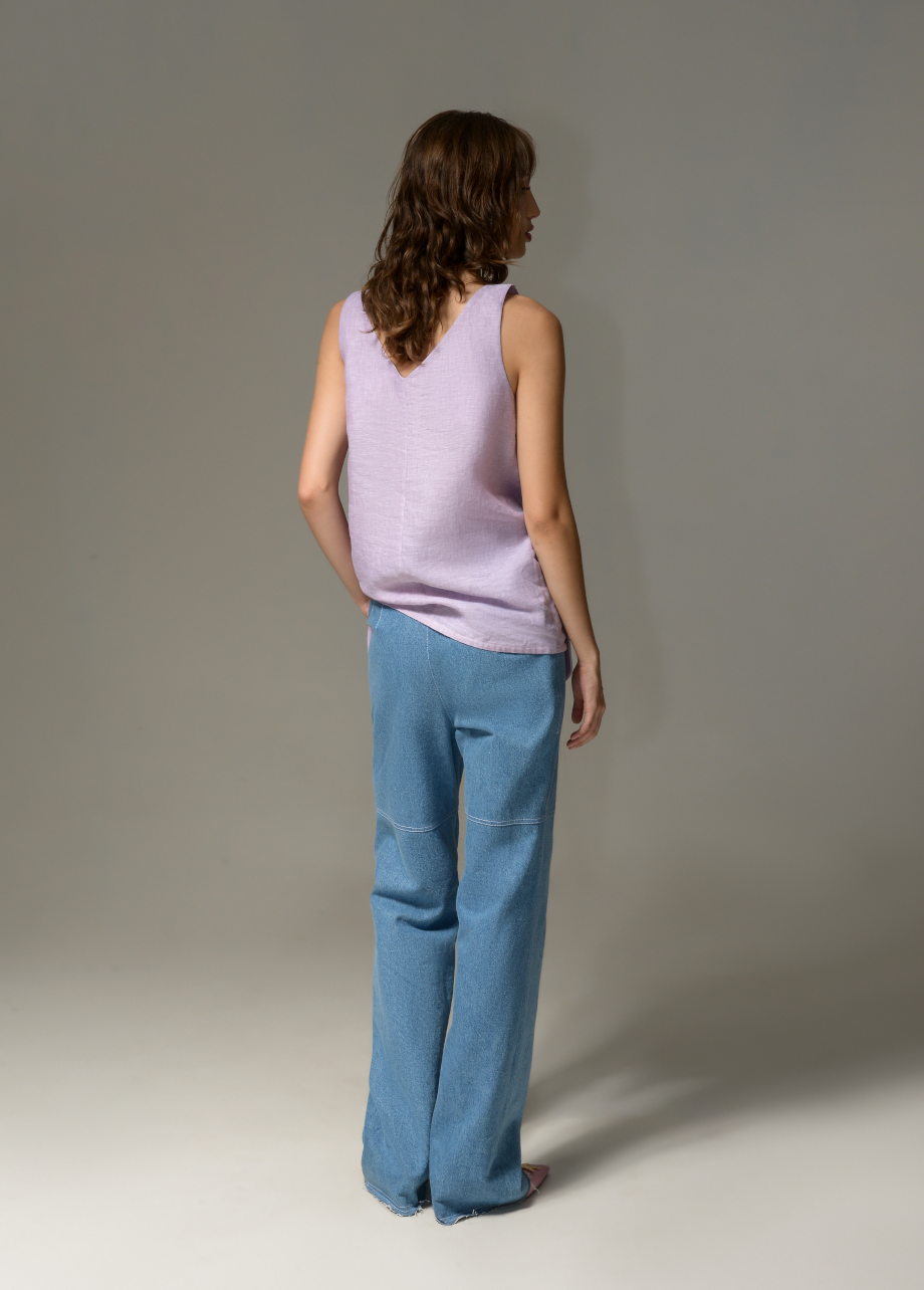 TWIN STRIPE LILAC TOP