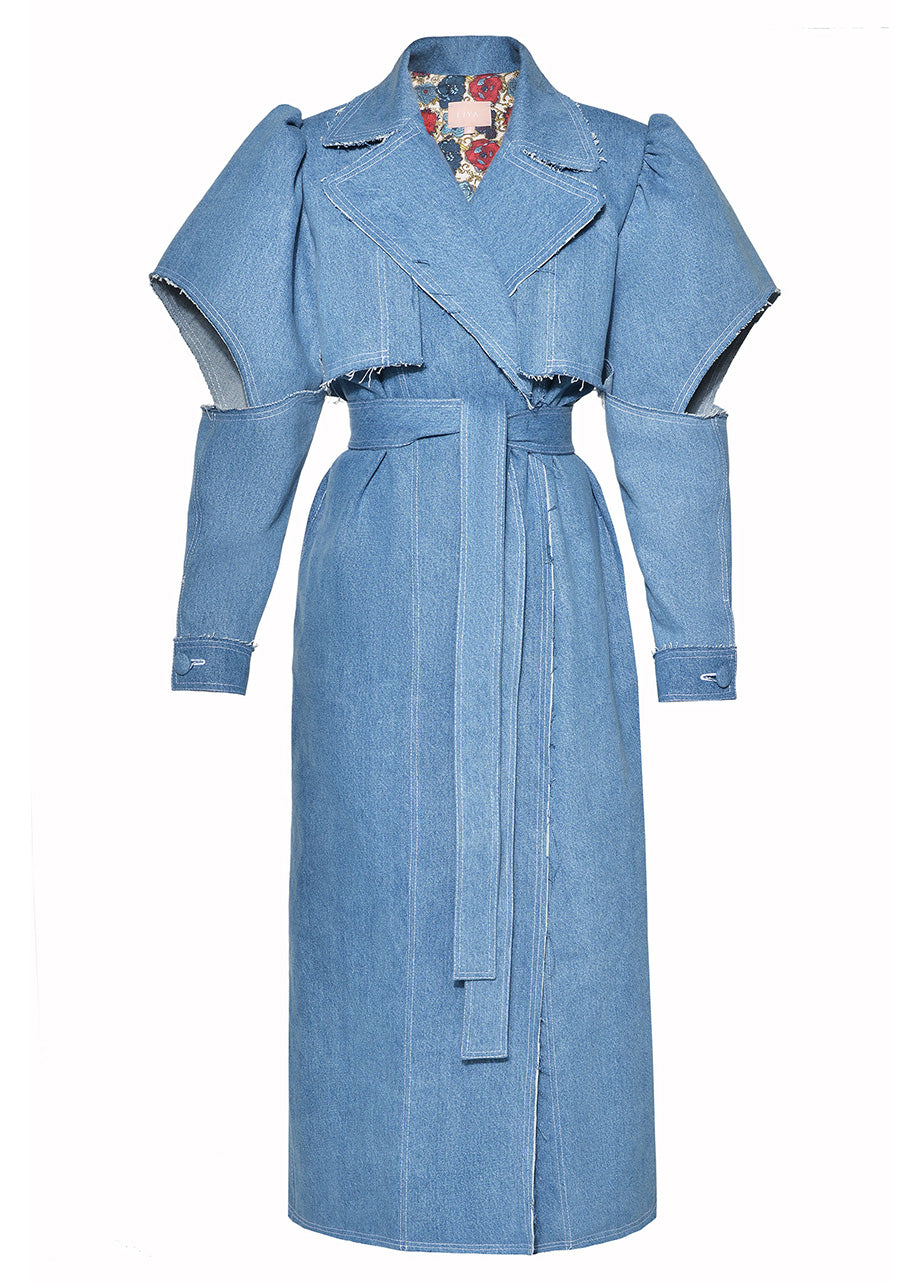 AQUA DENIM TRENCH