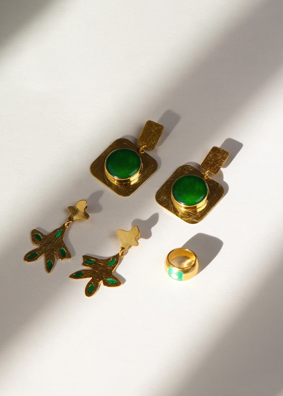 SQUARE AVENTURINE EARRINGS