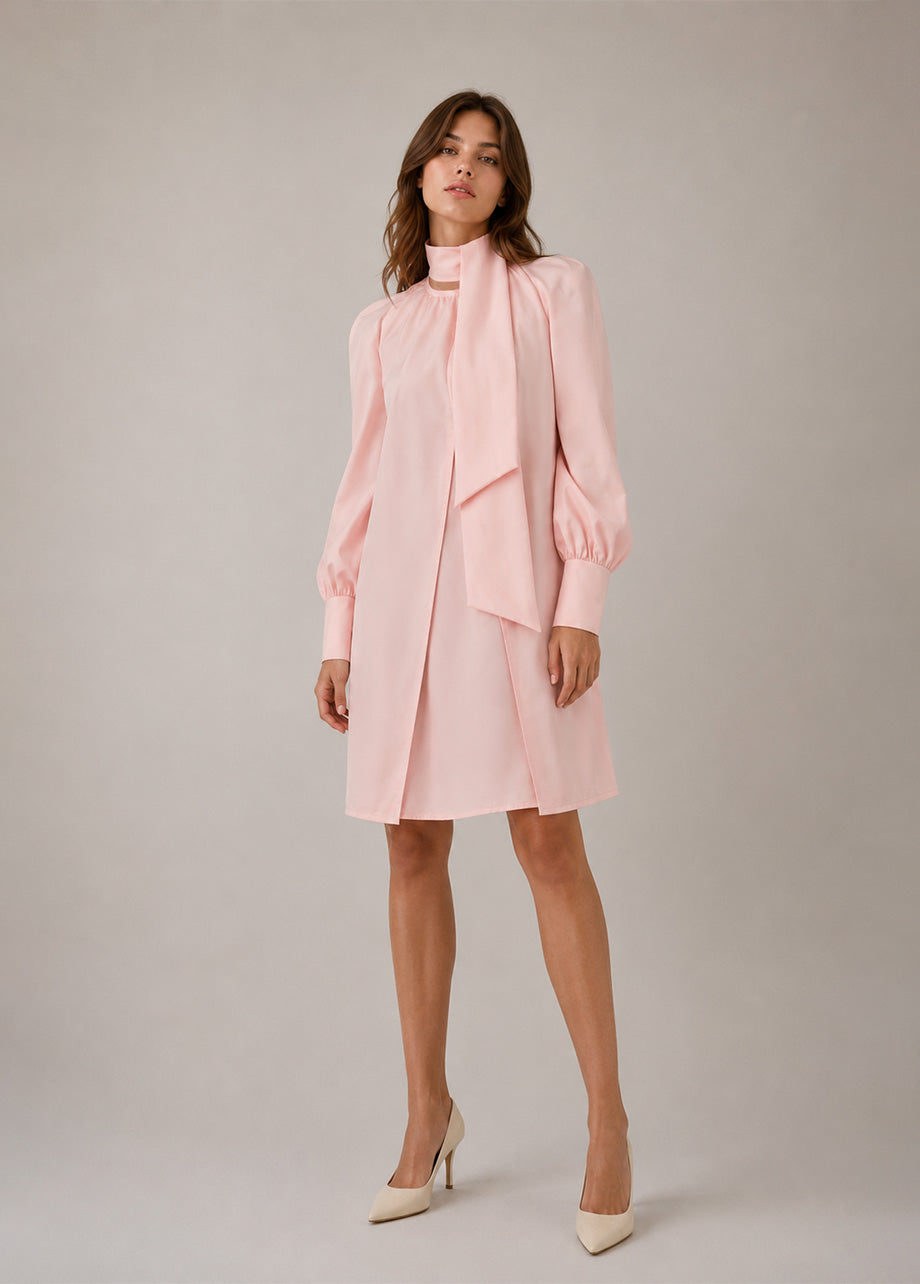 TIE-NECK MIDI DRESS