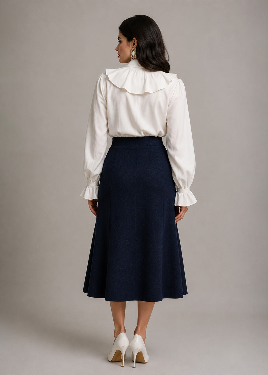NAVY MIDI SKIRT