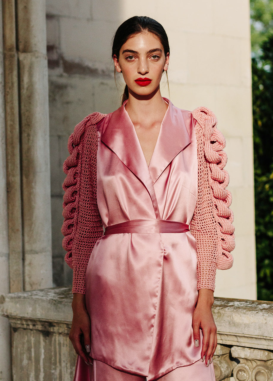 DRESS - JACKET WITH KNITTED SLEEVES