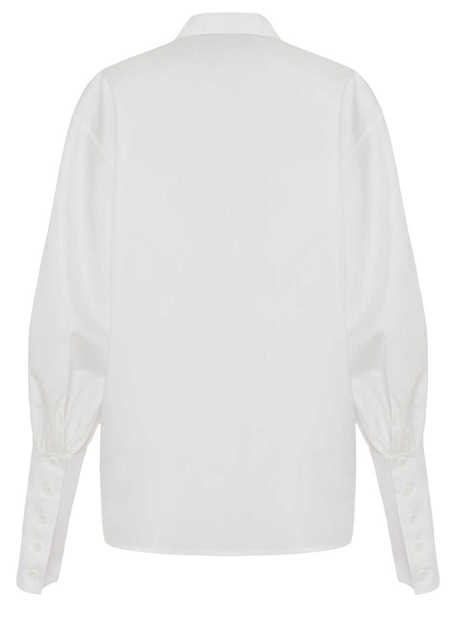 WHITE COTTON SHIRT WITH BOLD POCKETS