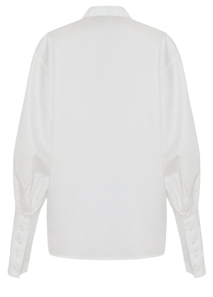 WHITE COTTON SHIRT WITH BOLD POCKETS