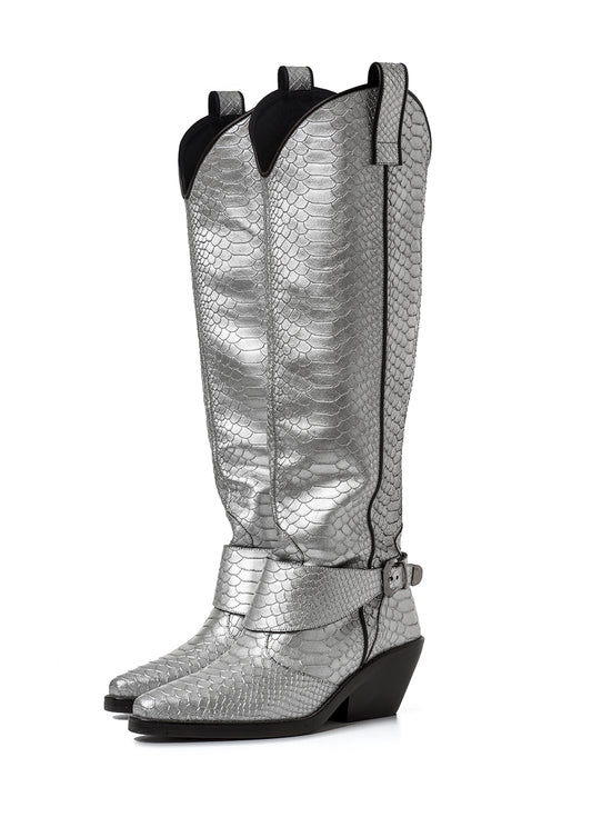 COWGIRL SILVER BOOTS