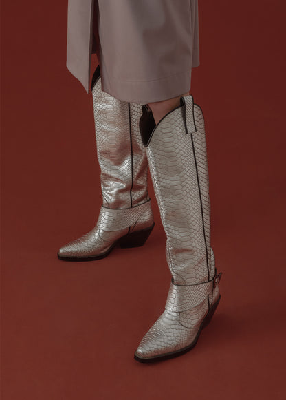 COWGIRL SILVER BOOTS