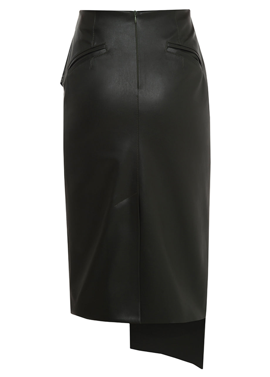 FAUX LEATHER PENCIL SKIRT