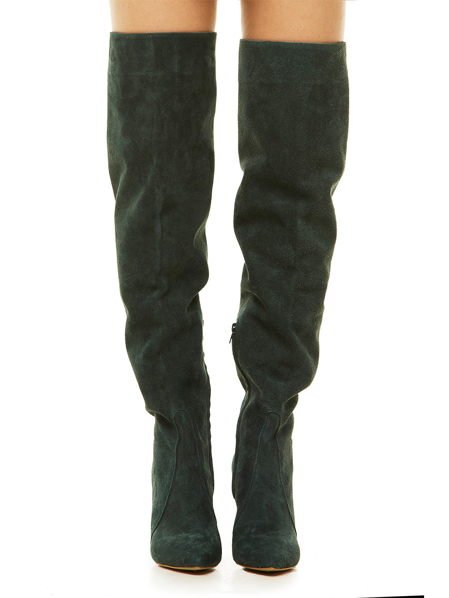 Green Suede Over the Knee Boots LIYA.GE