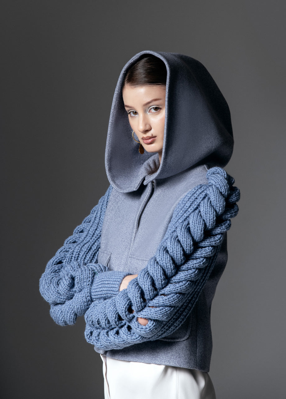 THE LIORA KNIT-SLEEVE COAT