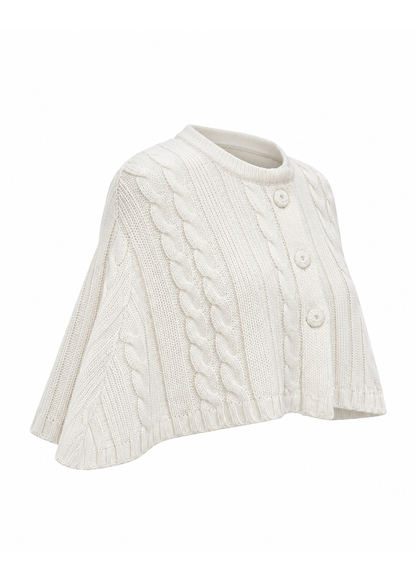 IVORY CABLE KNIT CAPE