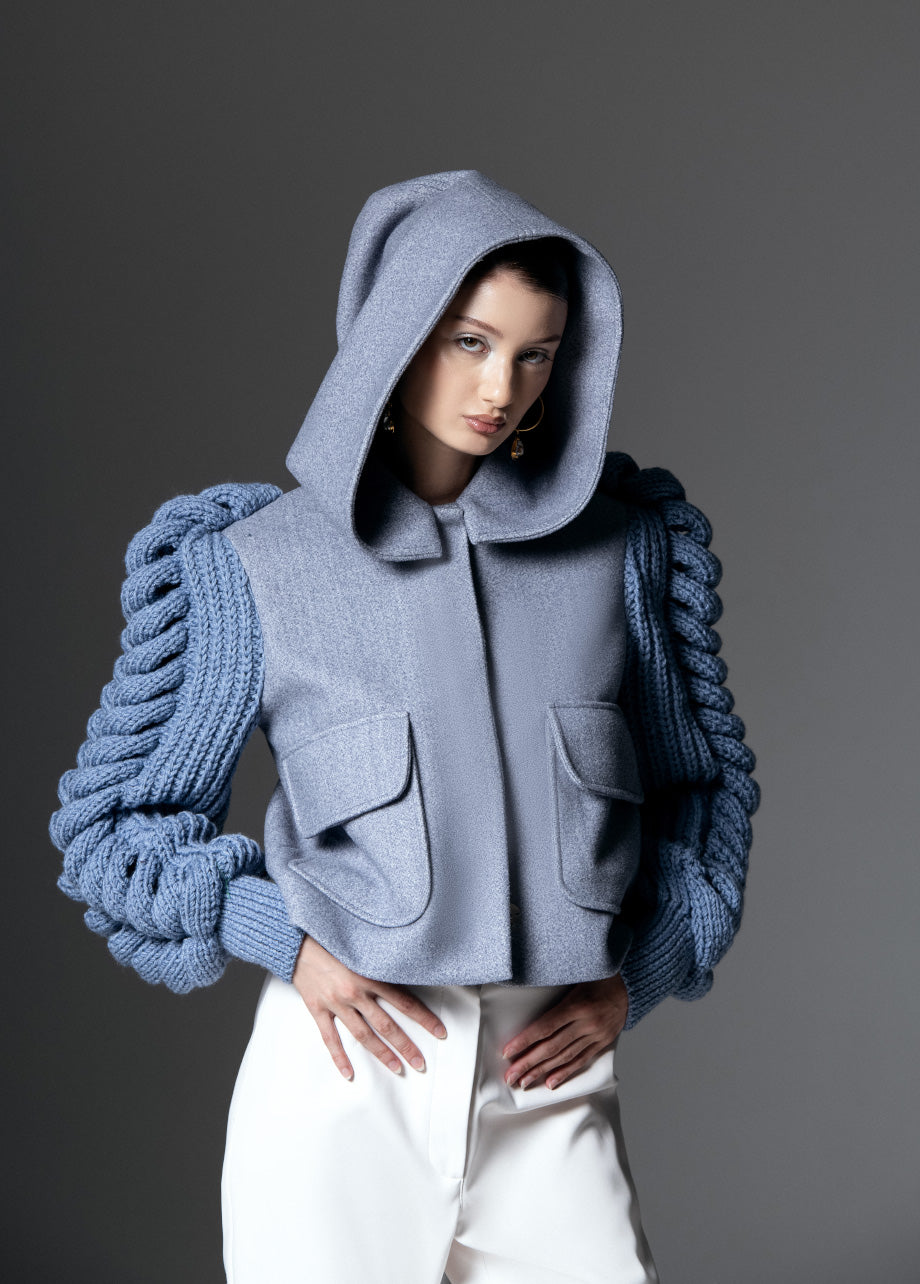 THE LIORA KNIT-SLEEVE COAT