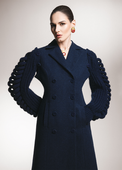 NAVY DRESS-COAT