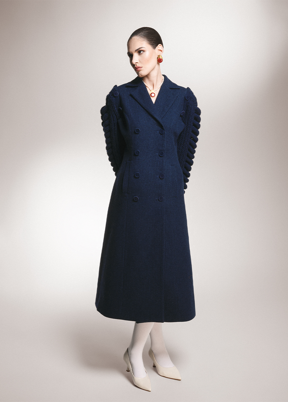 NAVY DRESS-COAT