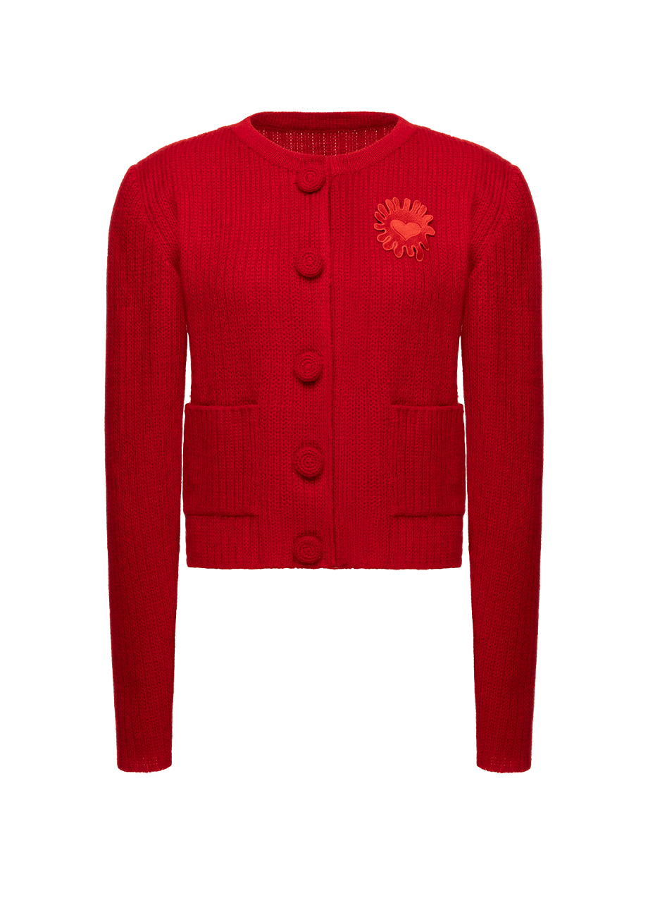 HEART RED CARDIGAN