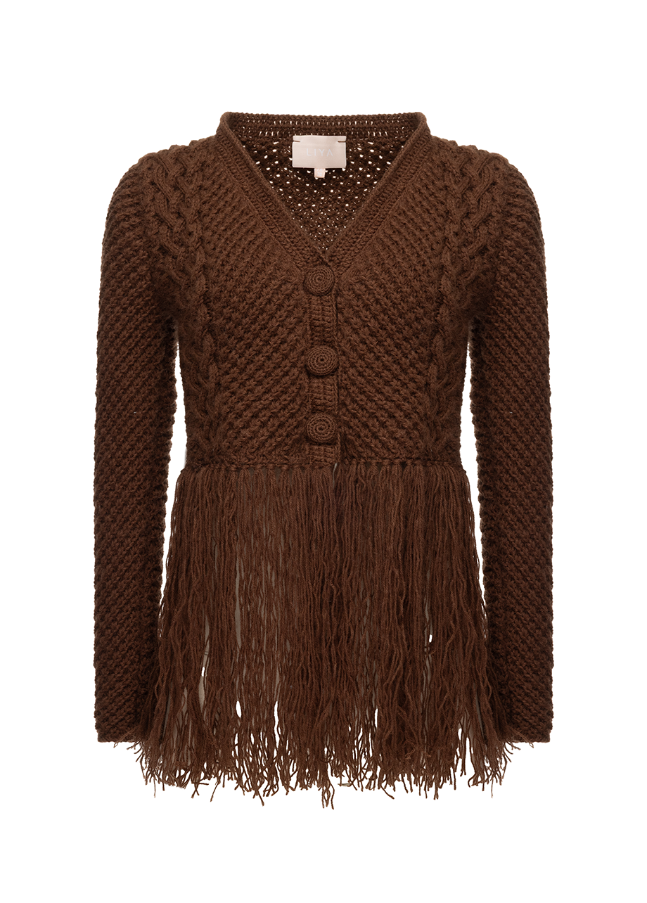 BROWN JACKET WITH FRINGES